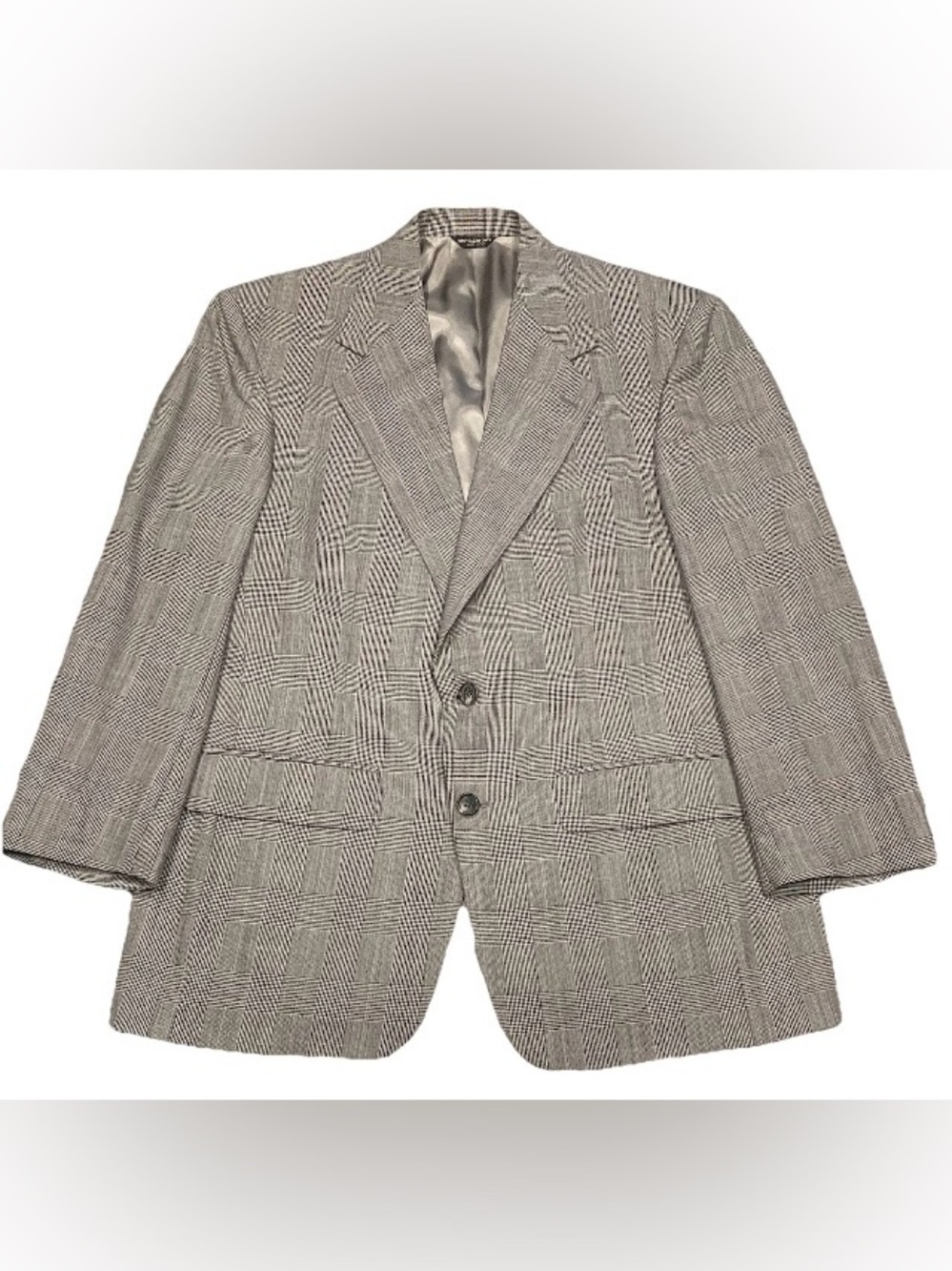 Bill Blass Men’s 44R Wool Glen Plaid Gray Sport Coat w/ pants USA made